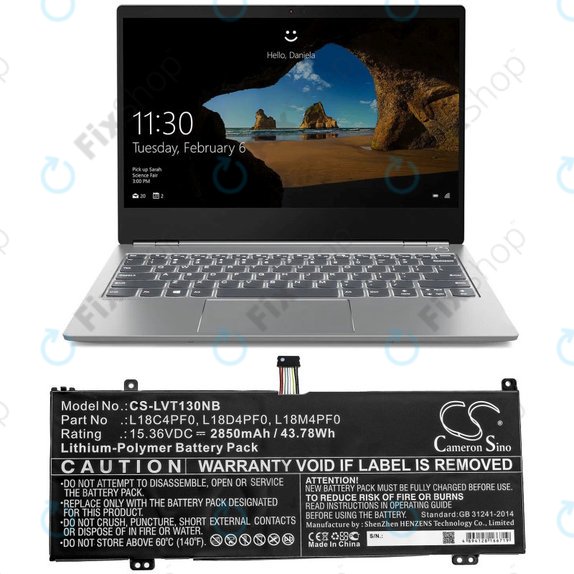 Battery for Lenovo ThinkBook 13s, 14s, 2850mAh, Li-Pol, 15.36V, L18C4PF0, HQ