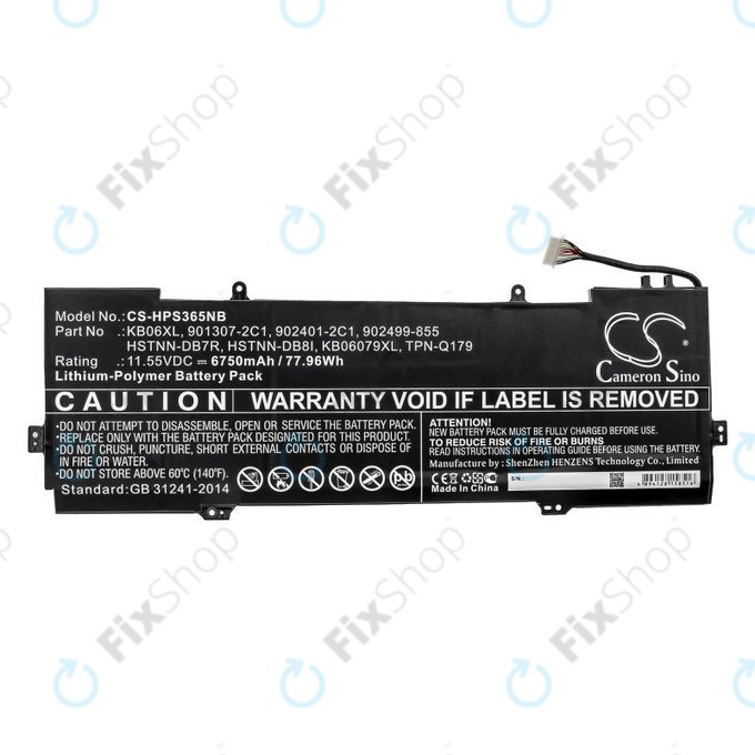 Battery for HP Spectre X360 15, 6750mAh, Li-Pol, 11.55V, KB06XL, HQ