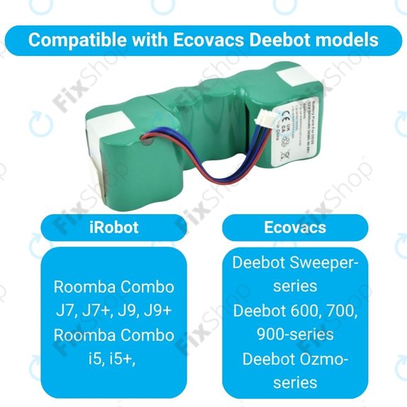 Ecovacs Sweeper-series, Deebot Ozmo-series - Battery DM88 Ni-MH 12.0V 3000mAh