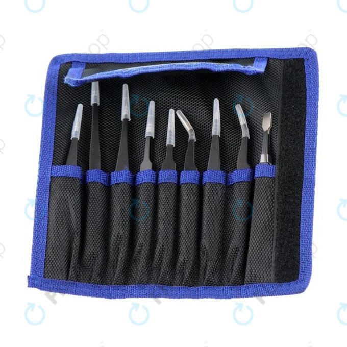 ESD Antistatic Stainless-Steel Tweezer Set 9in1