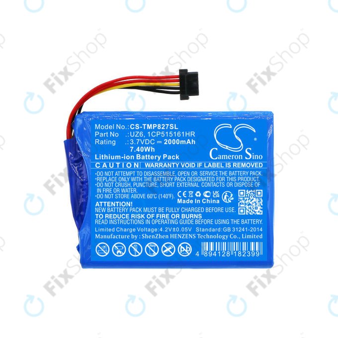 Battery for TomTom Pro 8270, Pro 8275, 2000mAh, Li-Ion, 3.7V, UZ6, HQ