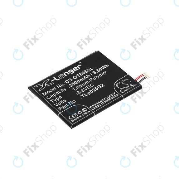 Battery for Alcatel One Touch Pixi 8", 2500mAh, Li-Pol, 3.8V, TLp025G2, HQ