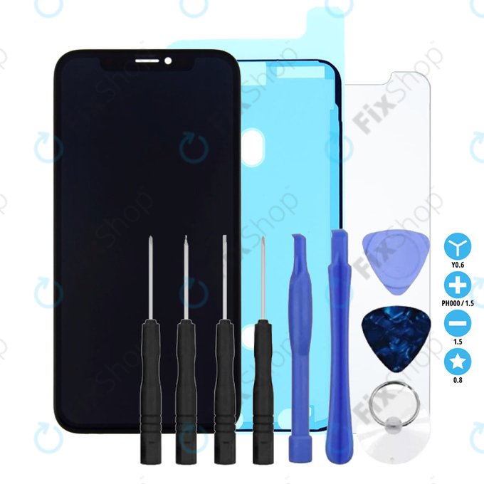 Display for iPhone X, Touch Screen with Frame, Adhesive, Tempered Glass, Toolkit