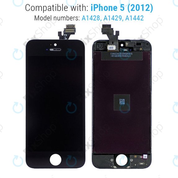 Display for iPhone 5, Black, Touch Screen with Frame