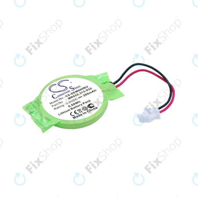 Backup battery for Dell Latitude E6320, 200mAh, Lithium, 3V, 077-A00, HQ