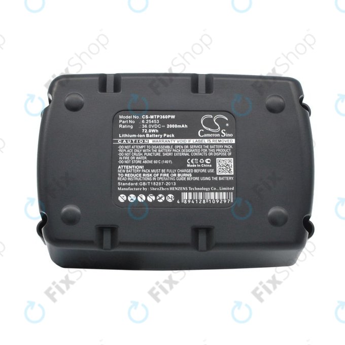 Battery for Metabo Ahs36v, Bha 36 Ltx Compact, 2000mAh, Li-Ion, 36V, 6.25453, HQ
