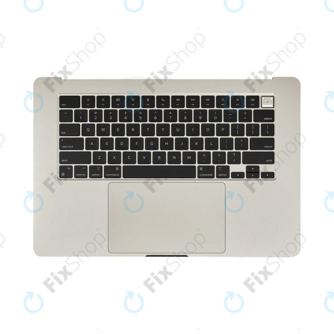 Top case keyboard frame for MacBook Air 15", A3114 (2024), with US keyboard and battery, Starlight, 661-40268, Genuine Apple