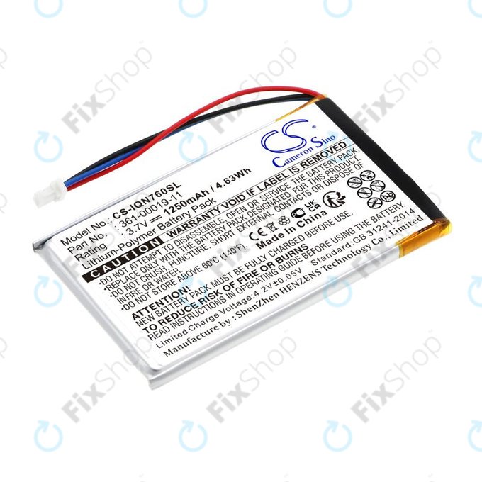 Battery for Garmin Nüvi 700, 710, 760, 765, Nuvi 3590, 1250mAh, Li-Pol, 3.7V, 361-00019-11, HQ