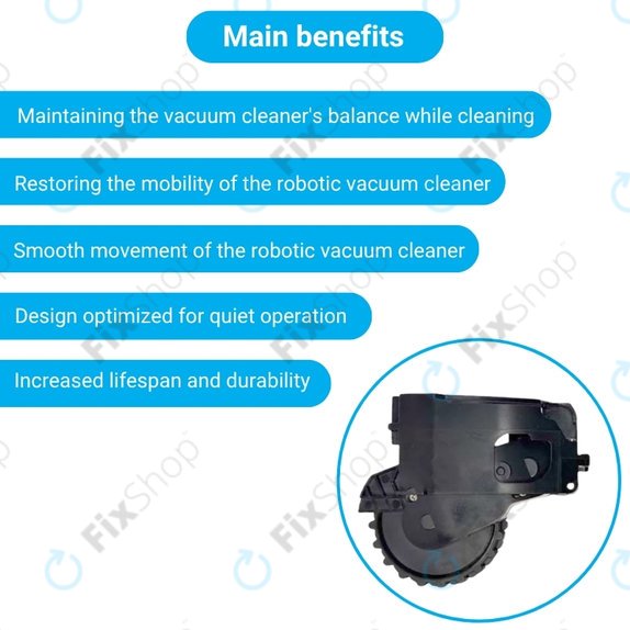 Xiaomi Dreame F9, Mi Robot Vacuum Mop (Mijia 1C), 2 Pro+ (Mijia 1T) - Wheel with Motor (Left) (Black)