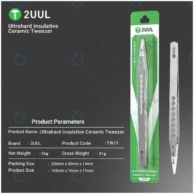 Precision Tweezer, Ceramic Insulated, 2UUL TW31