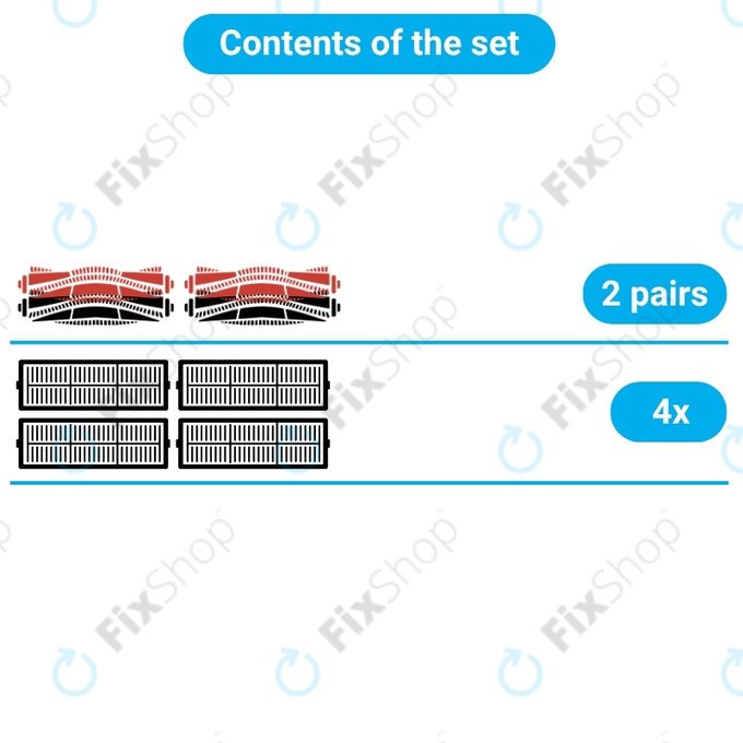 Replacement set for Roborock Dyad Pro (2 pairs of Main brushes, 4x Filter)