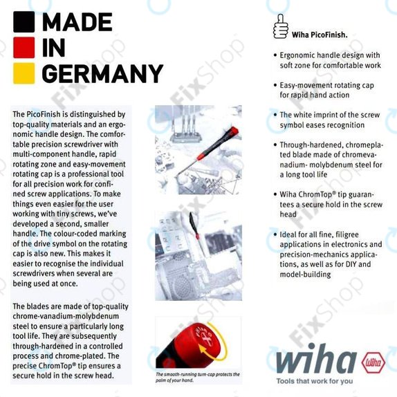 Wiha PicoFinish® 260P - Precission Screwdriver - Slotted 1.2mm