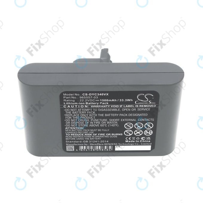Battery for Dyson DC31, DC34, DC35, DC44, DC45, DC56, 1500mAh, Li-Ion, 22.2V, 965557-03, HQ
