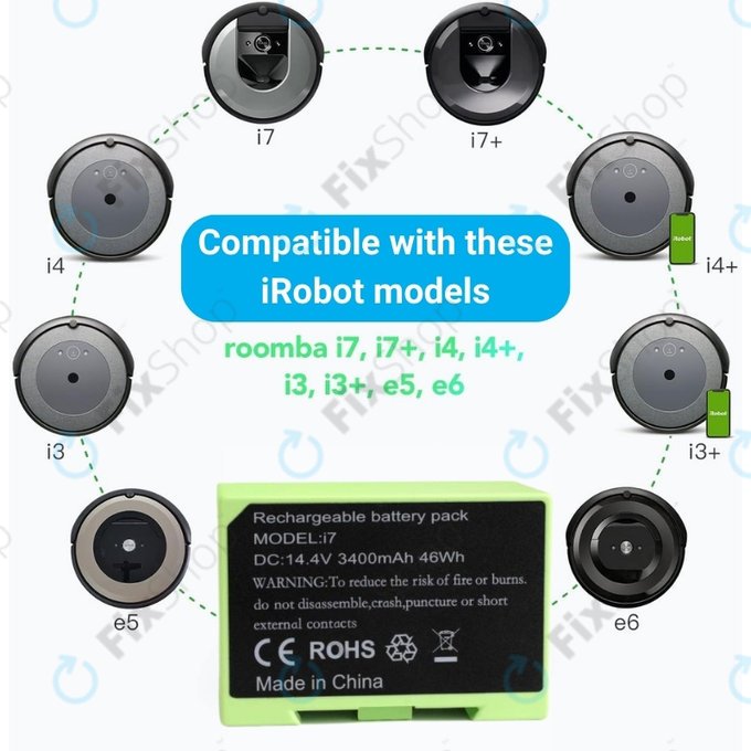 iRobot Roomba e-series, i-series - Battery ABL-D1, 4624864, ABL-D2 Li-Ion 14.4V 3400mAh