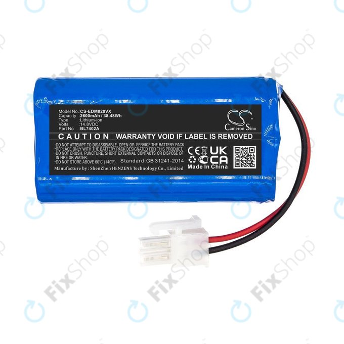 Battery for Ecovacs Deebot M82, Tesla RoboStar T50, T60, T80 Pro, 2600mAh, Li-Ion, 14.8V, BL7402A, HQ