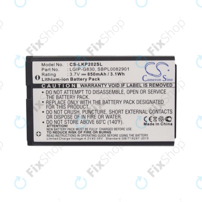 Battery for LG KG120, 850mAh, Li-Ion, 3.7V, LGIP-G830, HQ