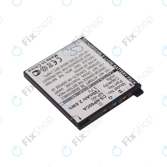 Battery for Casio Exilim Zoom EX-Z19, EX-Z85, EX-Z9, 720mAh, Li-Ion, 3.7V, NP-60, HQ