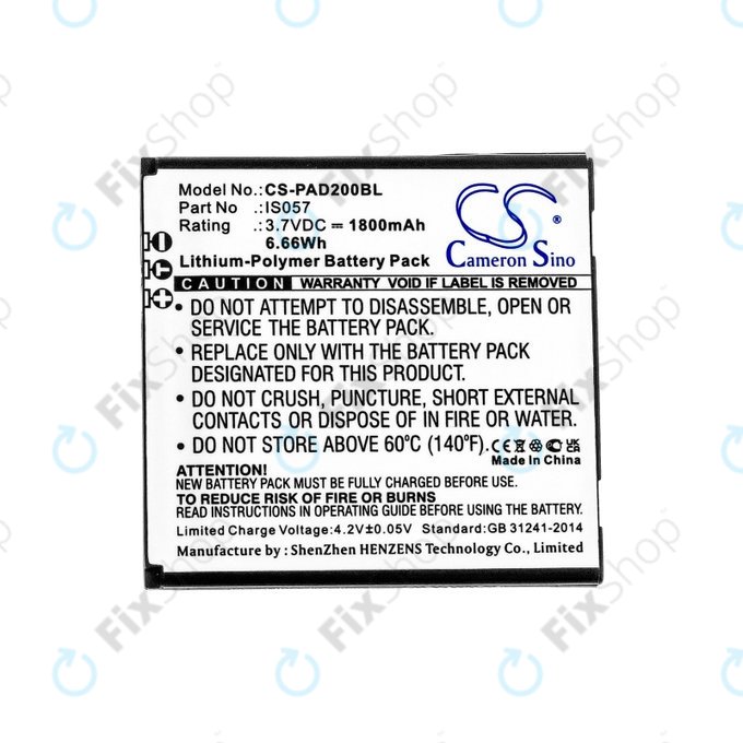 Battery for Pax myPOS D200, D200T, IS275, D200, 1800mAh, Li-Pol, 3.7V, IS057, HQ
