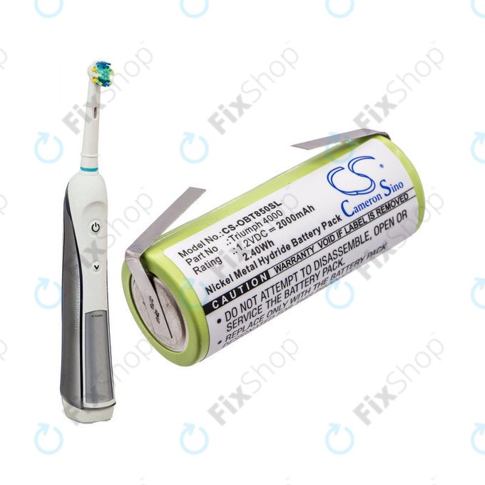 Battery for Oral-B Triumph 4000, 2000mAh, Ni-MH, 1.2V, 3761, HQ