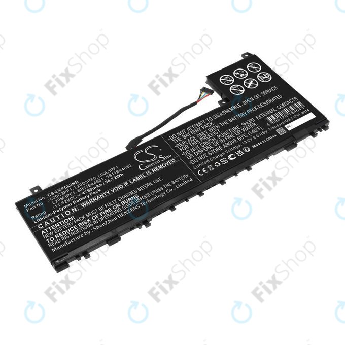Battery for Lenovo IdeaPad 5 Pro 14ITL6, 4750mAh, Li-Pol, 11.52V, L20C3PF1, HQ