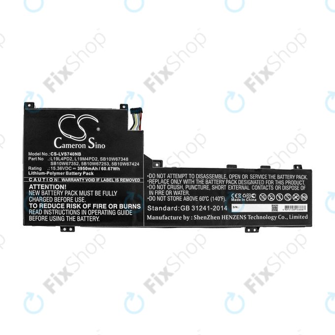 Battery for Lenovo Yoga S740 14, IdeaPad S740-14IIL, 3950mAh, Li-Pol, 15.36V, L19L4PD2, HQ