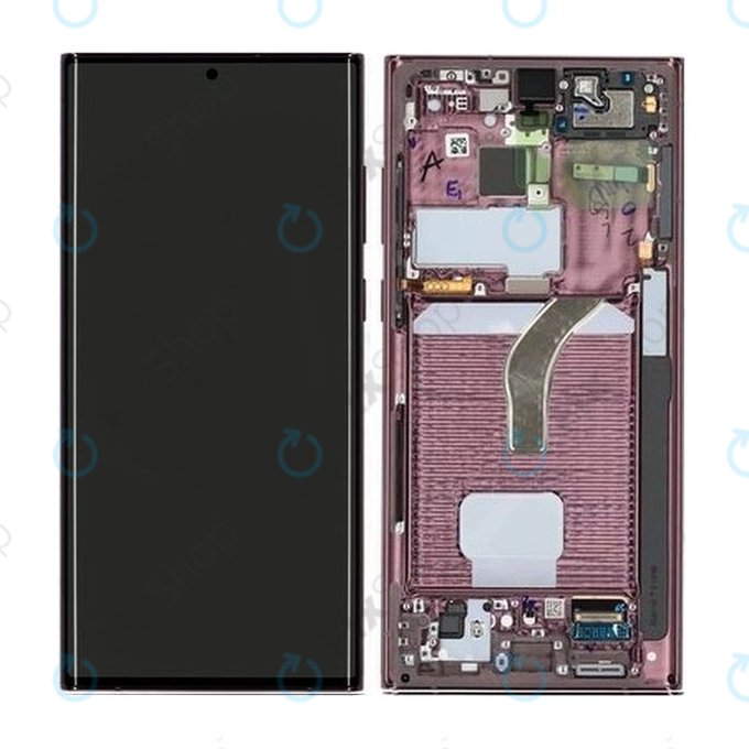 Samsung Galaxy S22 Ultra S908B - LCD Display + Touch Screen + Frame (Burgundy) - GH82-27488B, GH82-27489B Genuine Service Pack