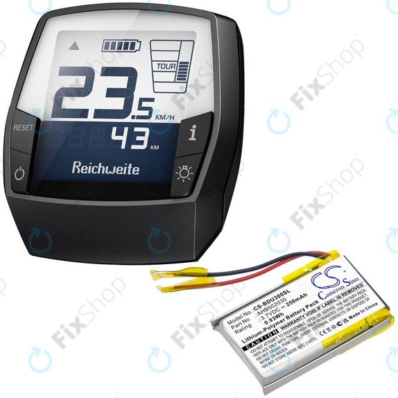 Battery for Bosch Bdu3xx, Bosch Intuvia Display, 250mAh, Li-Pol, 3.7V, 502030, HQ