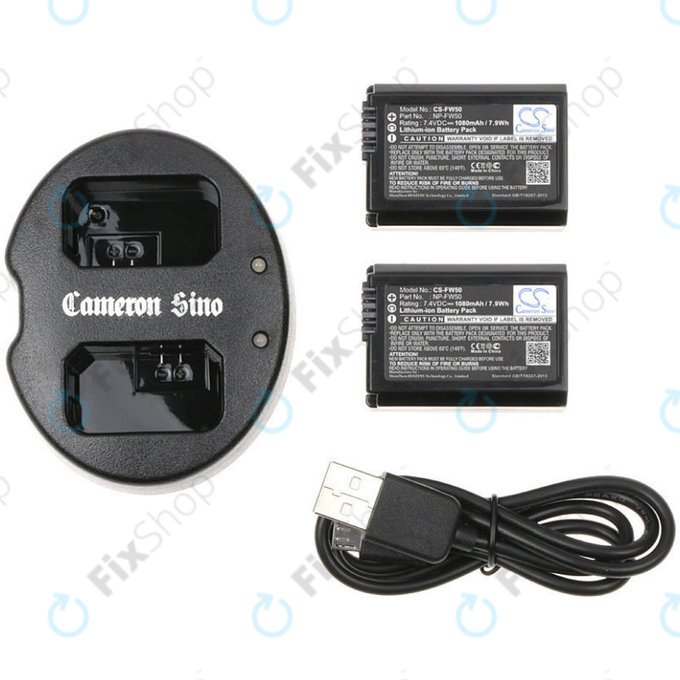 Battery 2pcs with charger for Sony NEX-5, Alpha 7, NEX-7, 1030mAh, Li-Ion, 7.4V, NP-FW50, HQ