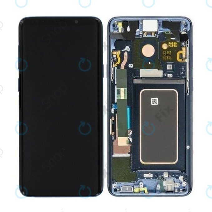 Samsung Galaxy S9 Plus G965F, G965FD - LCD Display + Touch Screen + Frame (Coral Blue) - GH97-21691D, GH97-21722D, GH97-21692D Genuine Service Pack