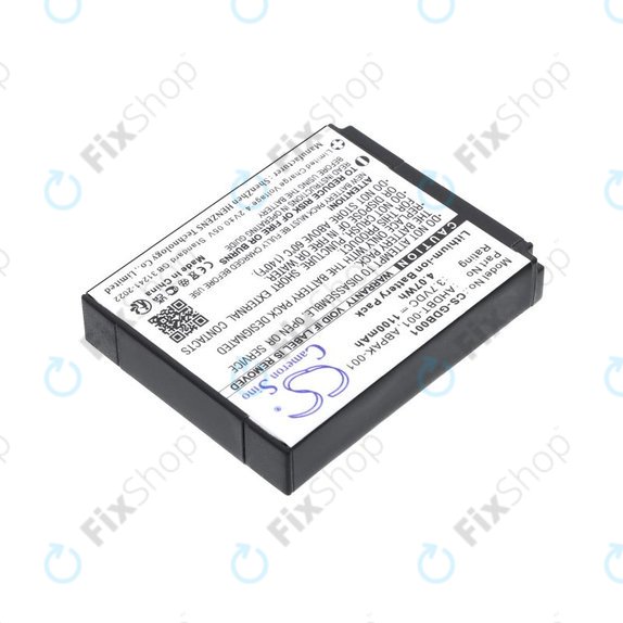 Battery for GoPro HD Hero, Hero2, 1100mAh, Li-Ion, 3.7V, AHDBT-001, HQ