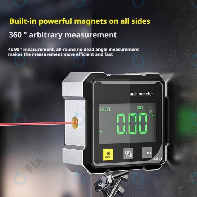 Digital angle gauge with magnet and laser