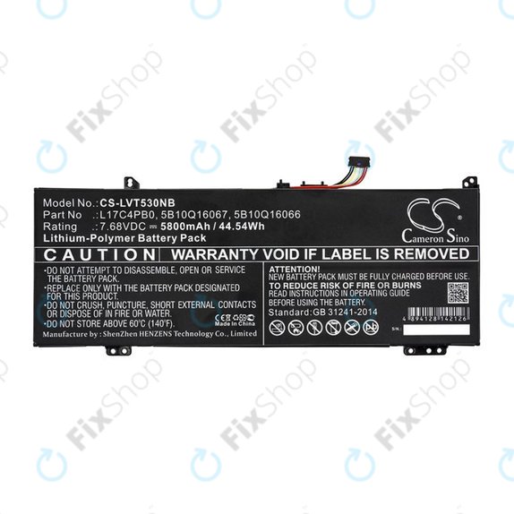 Battery for Lenovo Air 14, Flex 6, Ideapad 530, Yoga 530, 5800mAh, Li-Pol, 7.68V, L17C4PB0, HQ