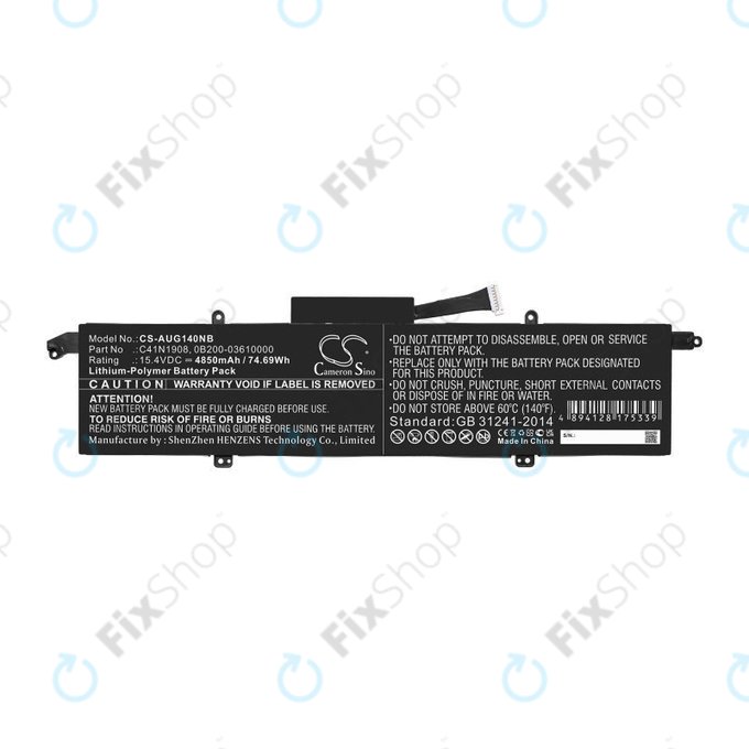 Battery for Asus ROG Zephyrus G14 Ga401, 4850mAh, Li-Pol, 15.4V, C41N1908, HQ