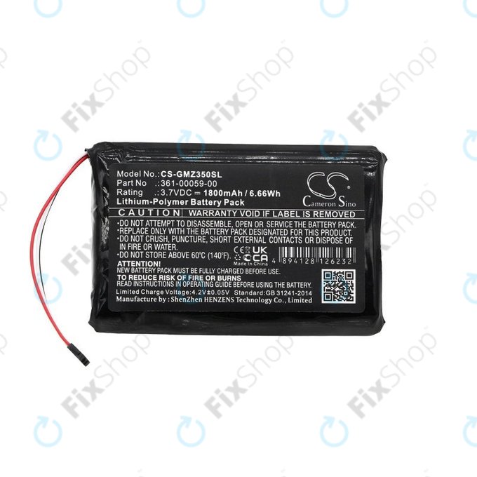 Battery for Garmin Zumo 340LM, 350LM, 390LM, 1800mAh, Li-Pol, 3.7V, 361-00059-00, HQ