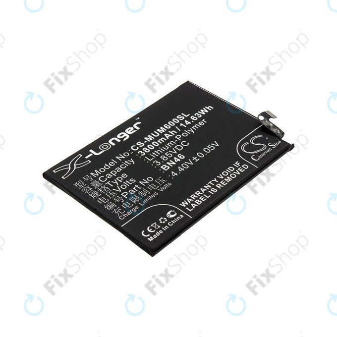 Battery for Xiaomi Redmi Note 8T, 3800mAh, Li-Pol, 3.85 V, BN46, HQ