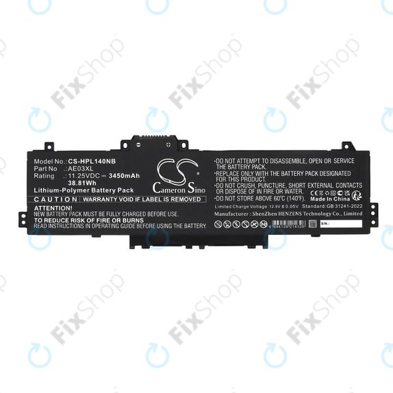 Battery for HP 14, 15, 3450mAh, Li-Pol, 11.25V, AE03XL, HQ