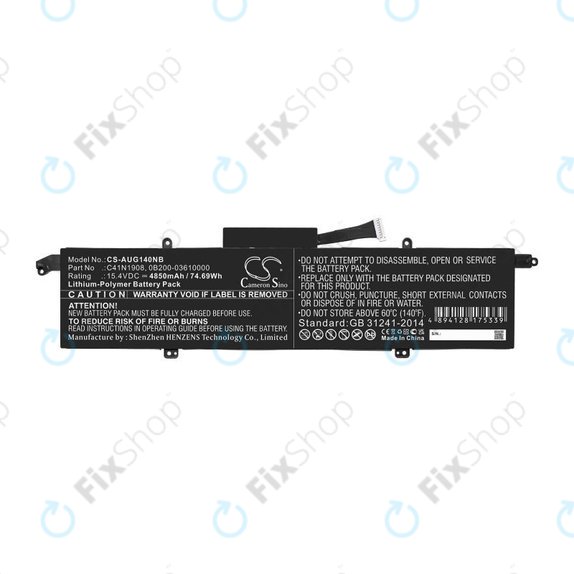 Battery for Asus ROG Zephyrus G14 Ga401, 4850mAh, Li-Pol, 15.4V, C41N1908, HQ
