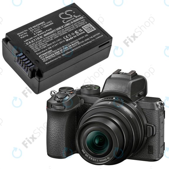 Battery for Nikon Z50, Z50 ZFC, Z30, Z FC, 1280mAh, Li-Ion, 7.6V, EN-EL25, HQ