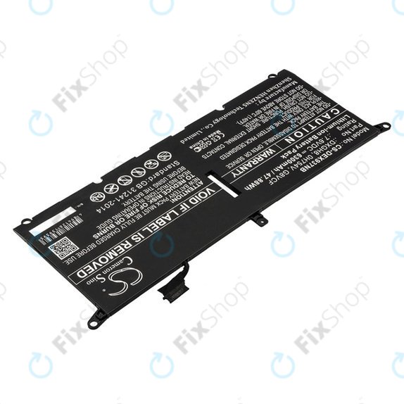 Battery for Dell XPS 13 9370, 6300mAh, Li-Ion, 7.6V, DXGH8, HQ