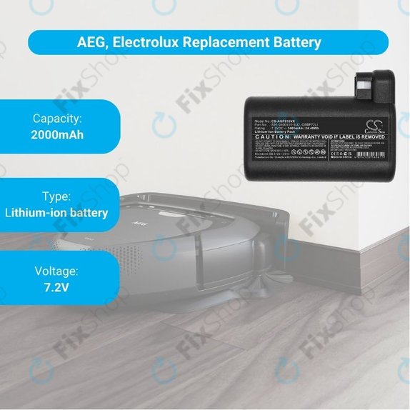 AEG RX-series, Electrolux E, P-series - Battery S91-0400410-SU2, OSBP72LI, OSBP72LI25 Li-Ion 7.2V 3400mAh HQ