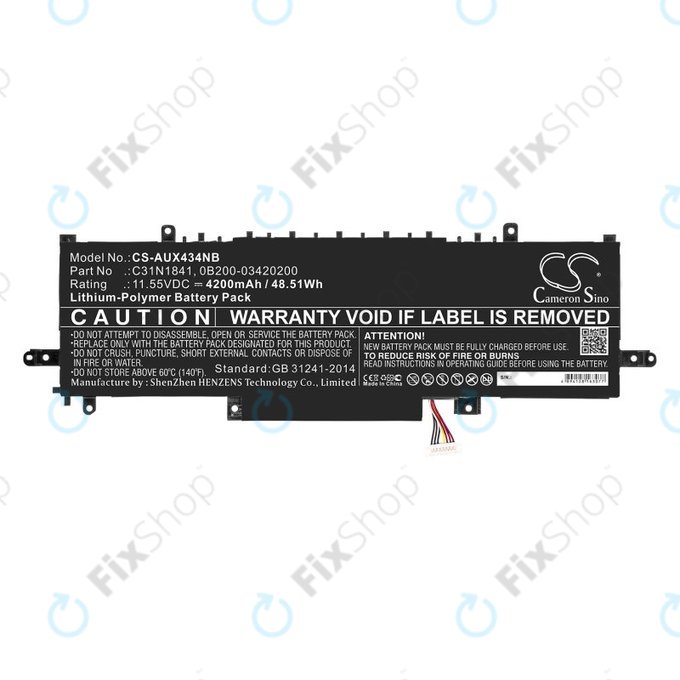 Battery for Asus ZenBook 14, Flip 14, 4200mAh, Li-Pol, 11.55V, C31N1841, HQ