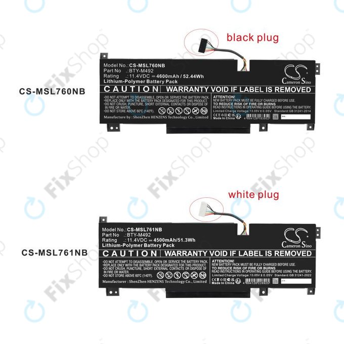 Battery for MSI Pulse GL76, Katana GF66, Bravo 15, Crosshair 17, 4600mAh, Li-Pol, 11.4V, BTY-M492, HQ
