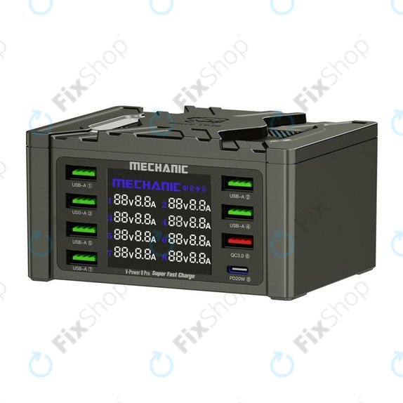 Mechanic V-Power 8 Pro - USB Charging Station with USB-C, USB 3.0