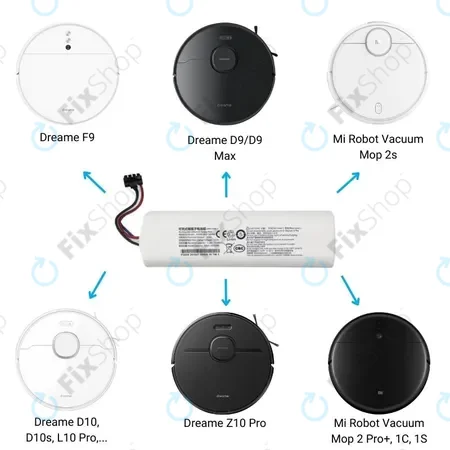 Xiaomi Dreame L10 Pro, L10 Pro Plus, D9, D9 Max, D10, D10s, Z10 Pro, F9, Mi Robot Vacuum Mop (Mijia 1C), 1S, 2 Pro+ (Mijia 1T), 2S - Battery P2008-4S2P-MMBK, P1904-4S2P-MM Li-Ion 5200mAh