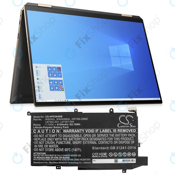 Battery for HP Spectre X360 14-EA0002NI, X360 14-EA0002NX, 8150mAh, Li-Pol, 7.7V, WS04XL, HQ