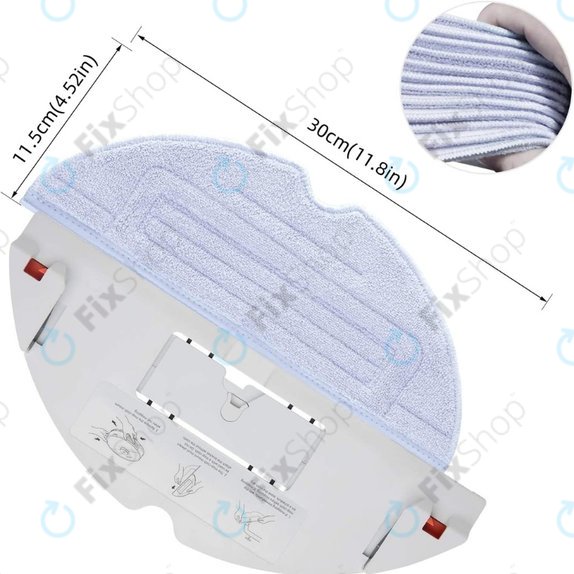 Mop Cloth, 2pcs, Microfiber for Xiaomi Roborock S7, S7+, S7 MaxV, S7 MaxV Ultra, S7 Pro Ultra, S8, S8+, T7S Plus