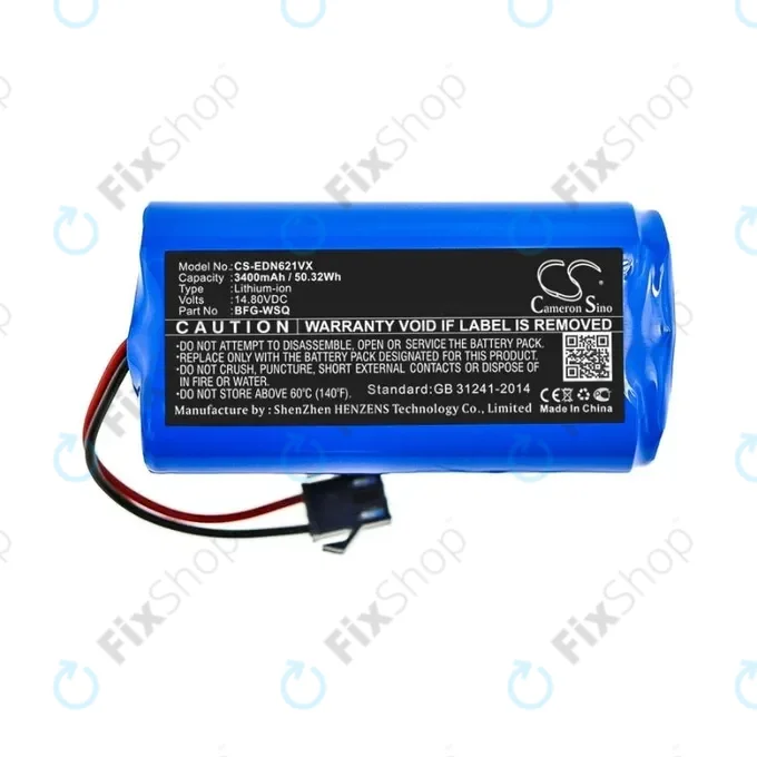 Ecovacs Deebot N79, N79S, Eufy RoboVac-series, Proscenic 850-series - Battery BFG-WSQ, ICR18650-26J-4S1P, UR18650ZY-4S1P-AAM Li-Ion 14.4V 3400mAh HQ