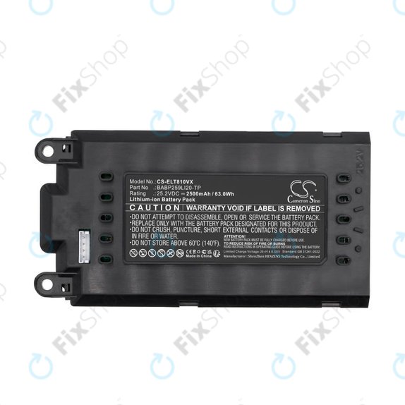 Battery for Electrolux Well Q8, WQ81-3OMB, WQ81-PANIM, 2500mAh, Li-Ion, 25.2V, BABP259LI20-TP, HQ