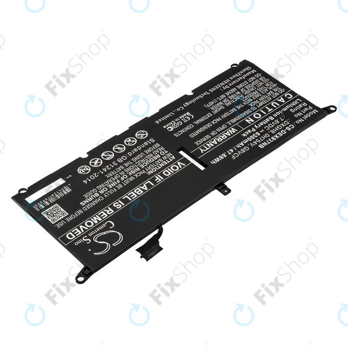 Battery for Dell XPS 13 9370, 6300mAh, Li-Ion, 7.6V, DXGH8, HQ