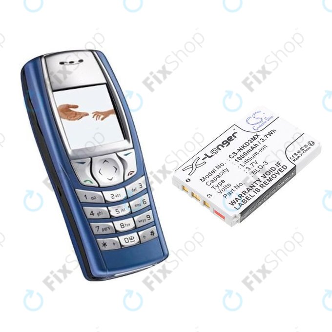 Battery for Nokia 7250i, 6610, 6585, 6560, 6200, 6220, 1000mAh, Li-Ion, 3.7V, BLD-3, HQ